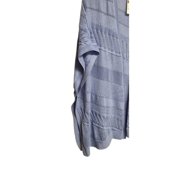 Chicos Ruana Womens Large/ XL Blue Open Front Pointelle Knit Textured Sw… - Picture 4 of 8
